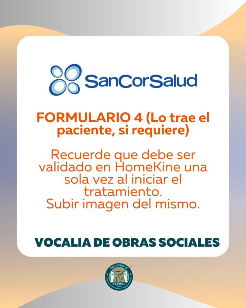 SanCor Salud — Formulario 4 en HomeKine