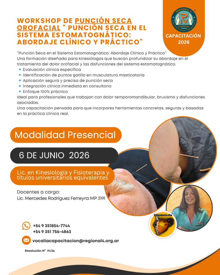 WORKSHOP DE PUNCIÓN SECA OROFACIAL “PUNCIÓN SECA EN EL SISTEMA ESTOMATOGNÁTICO: ABORDAJE CLÍNICO Y PRÁCTICO”