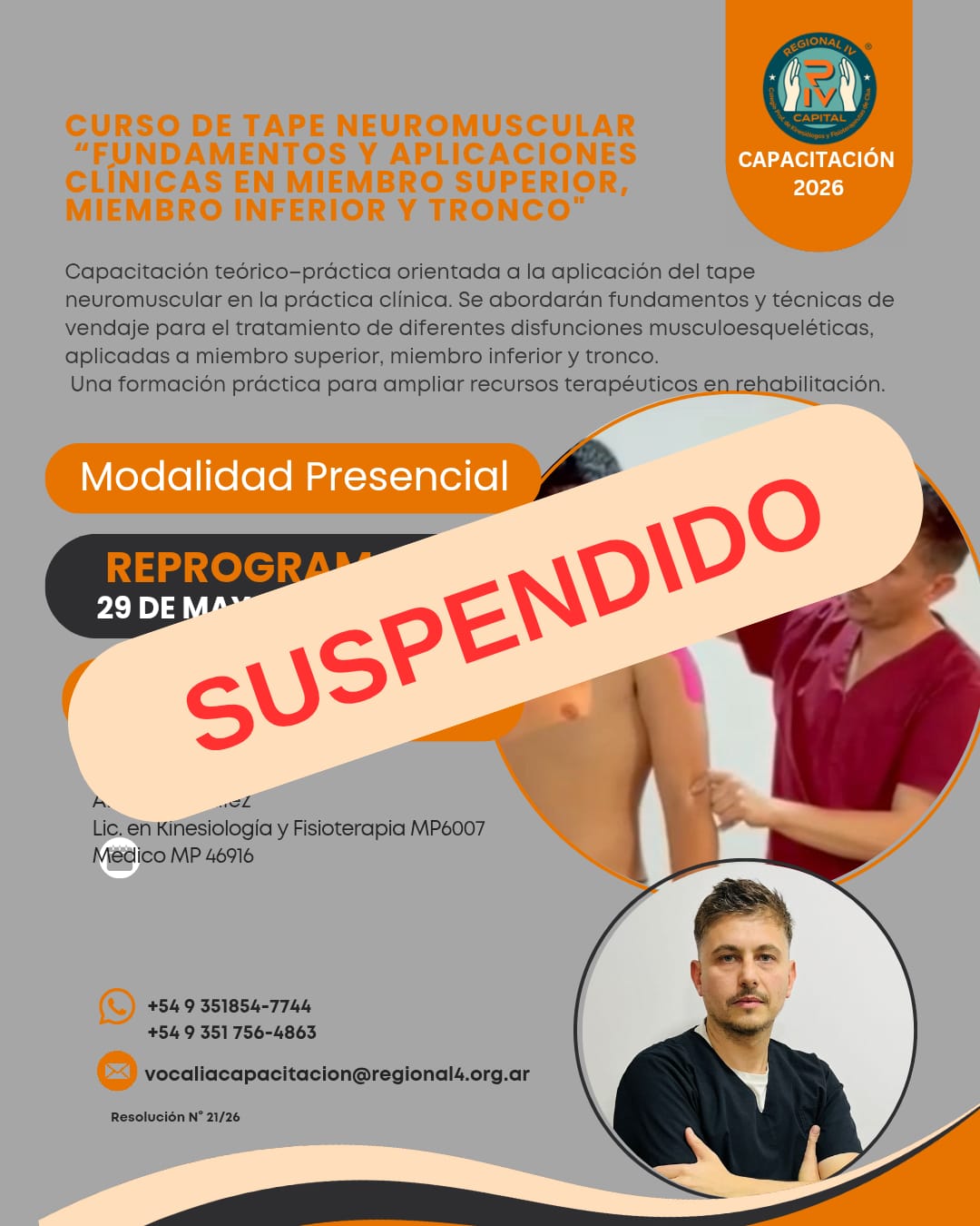 CURSO DE TAPE NEUROMUSCULAR “FUNDAMENTOS Y APLICACIONES CLÍNICAS EN MIEMBRO SUPERIOR, MIEMBRO INFERIOR Y TRONCO”