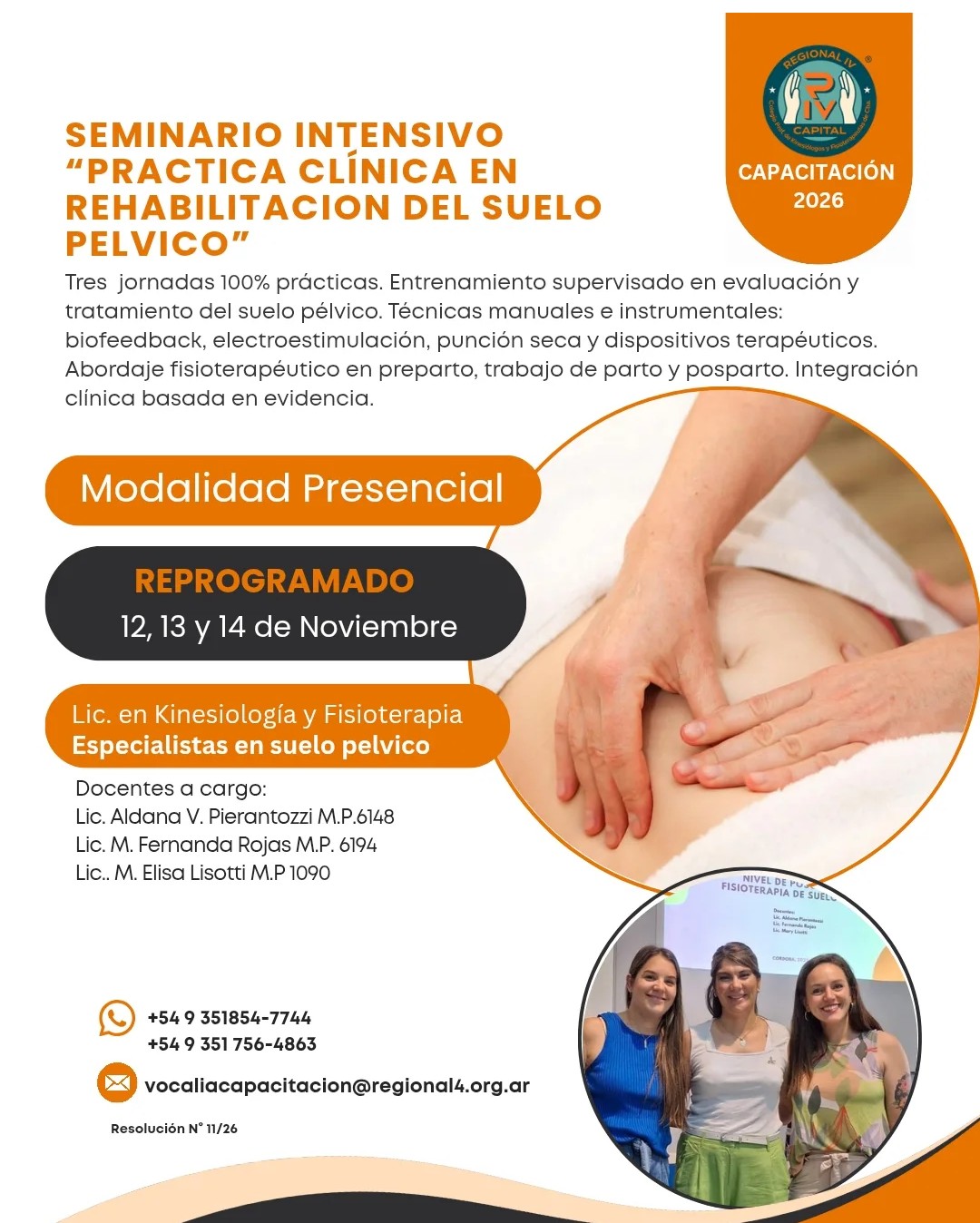 SEMINARIO INTENSIVO "PRACTICA CLINICA EN REHABILITACION DEL SUELO PELVICO"